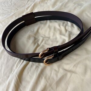 RECTO Black & Brown Double Layers Buckle Belt